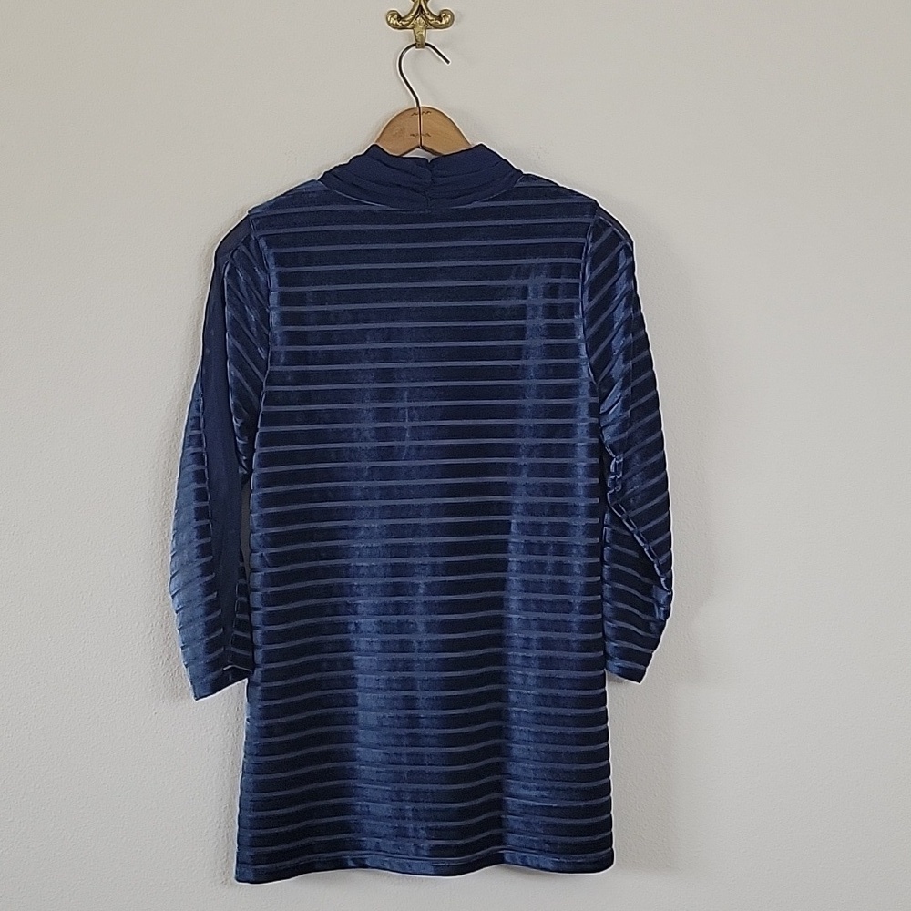 Soft Surroundings Navy Blue Meri Velvet Striped Top Size XS - Picture 5 of 7